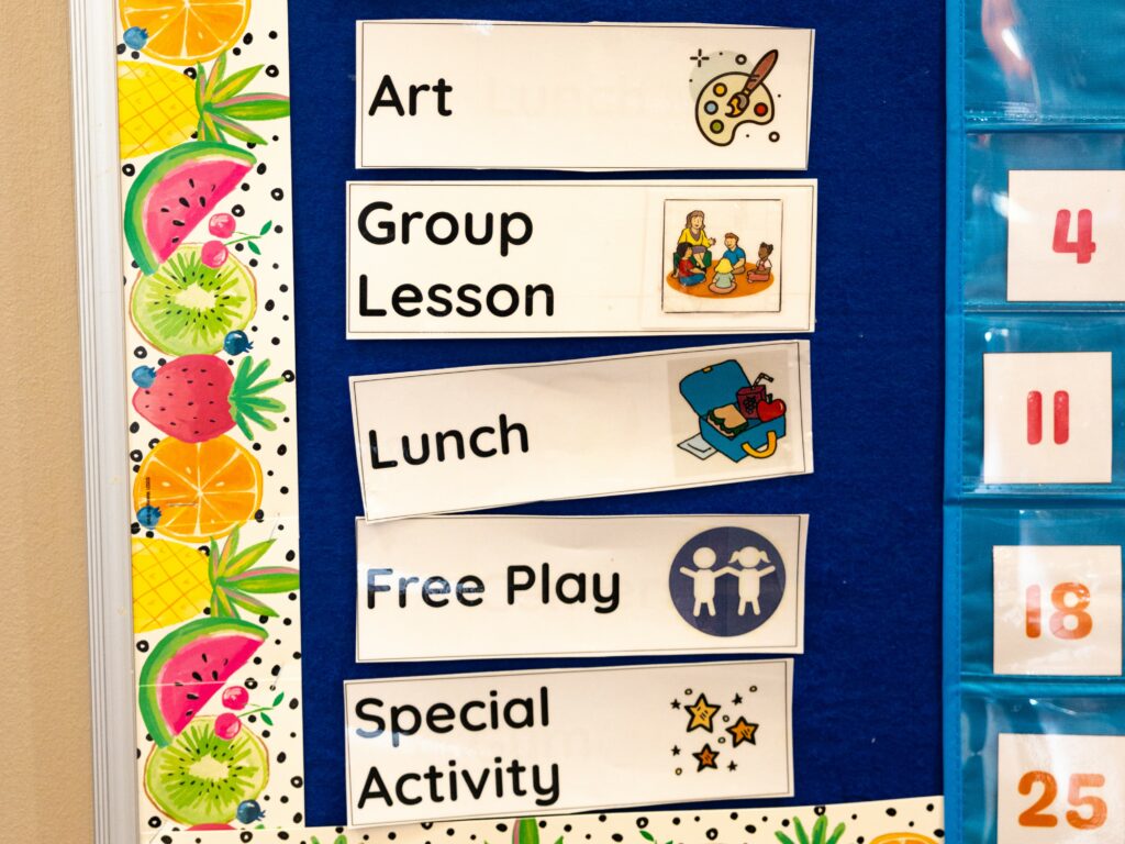 visual schedule in a special education classroom